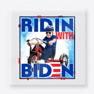Ridin With Biden Red Blue Political DTF transfer mockup with Ridin With Biden wording with red and blue accents