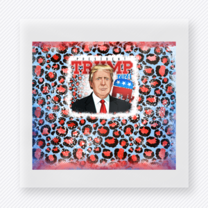 Trump 2024 Poppy Square Political DTF transfer mockup with Trump 2024 artwork with poppy patterned background