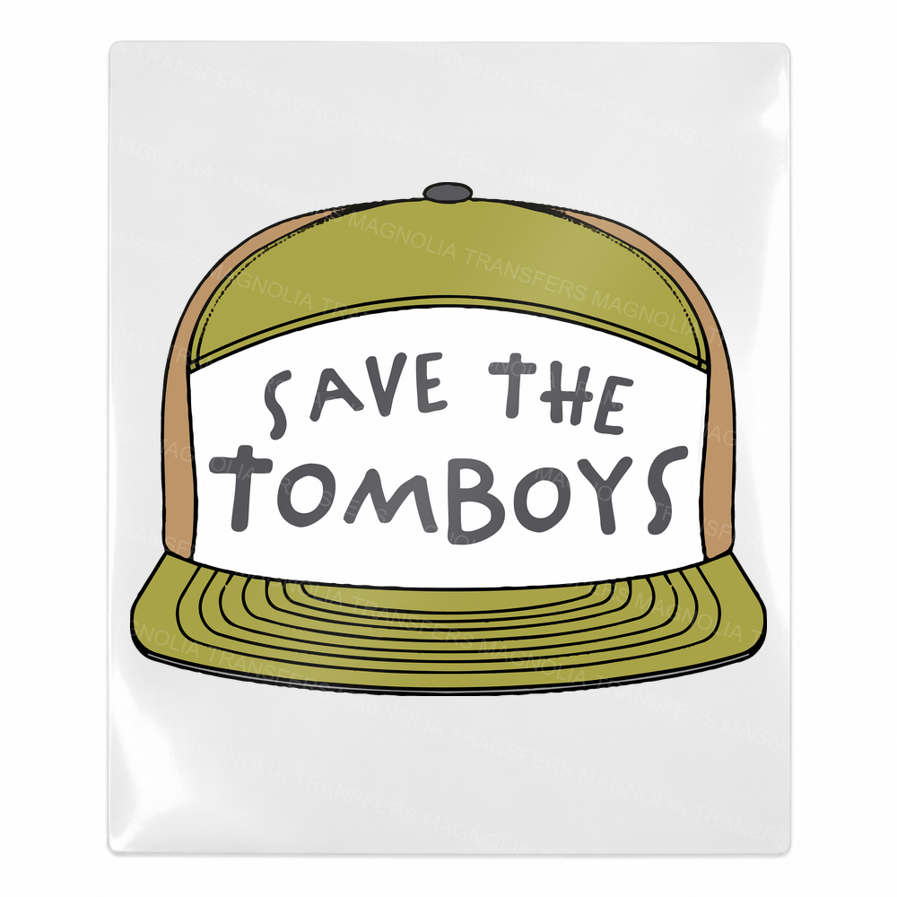 Save The Tomboys Olive Hat Activist & Awareness UV transfer for hard-surface products