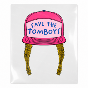 Save The Tomboys Pink Hat Blonde Braids Activist & Awareness UV transfer for hard-surface products