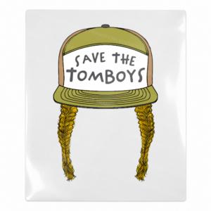 Save The Tomboys Olive Hat Blonde Braids Activist & Awareness UV transfer for hard-surface products