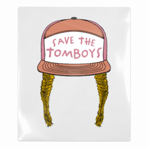 Save The Tomboys Peach Hat Blonde Braids Activist & Awareness UV transfer for hard-surface products