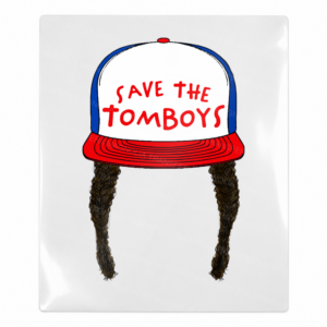 Save The Tomboys Red Hat Dark Braids Activist & Awareness UV transfer for hard-surface products