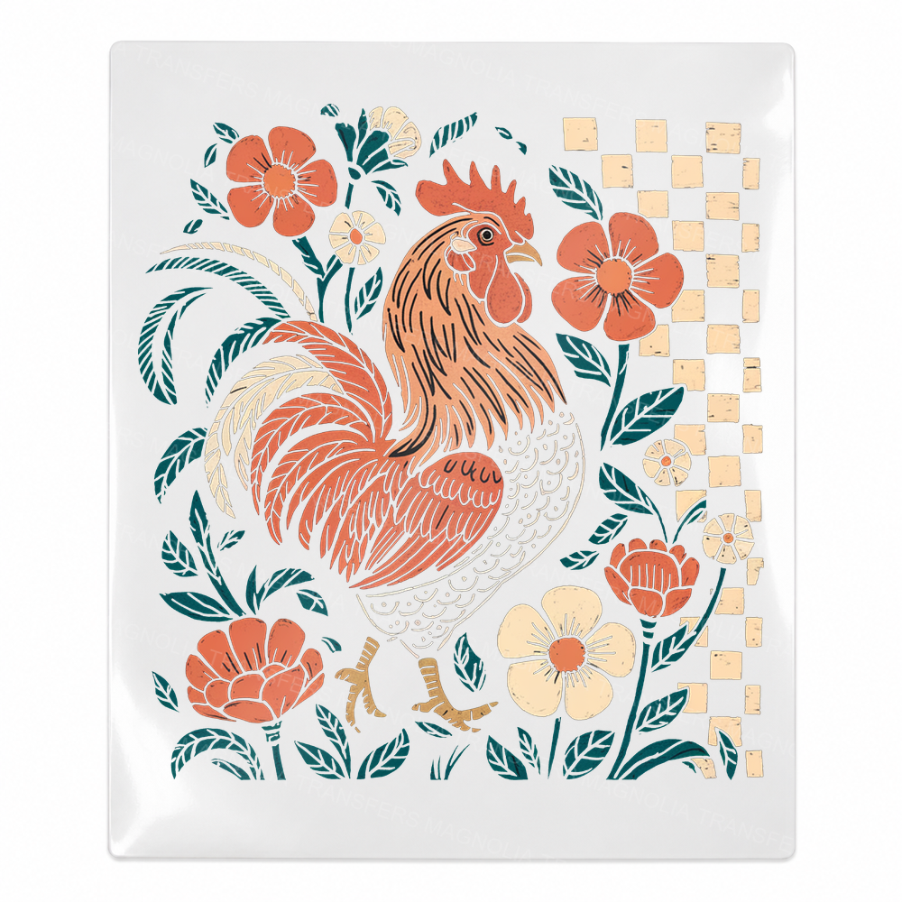 Floral Rooster Animals & Pets UV transfer for hard-surface products