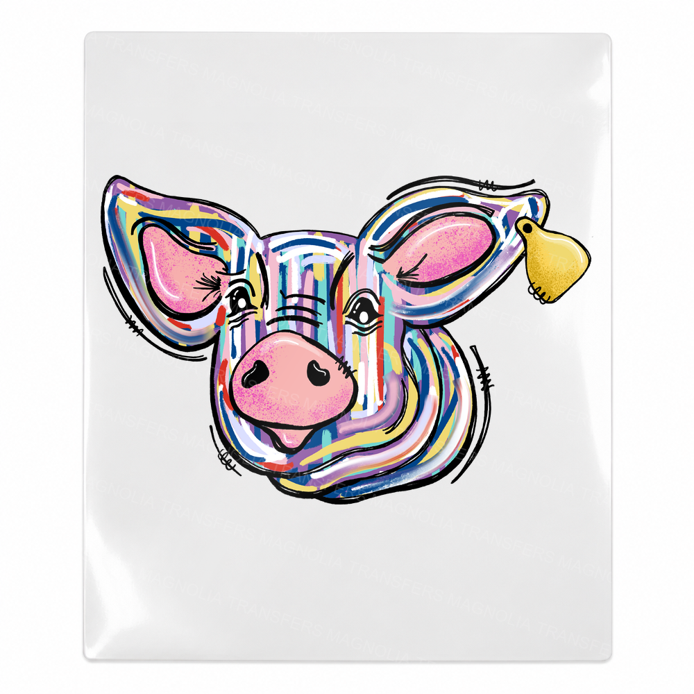 Colorful Pig with Bell Animals & Pets UV transfer for hard-surface products