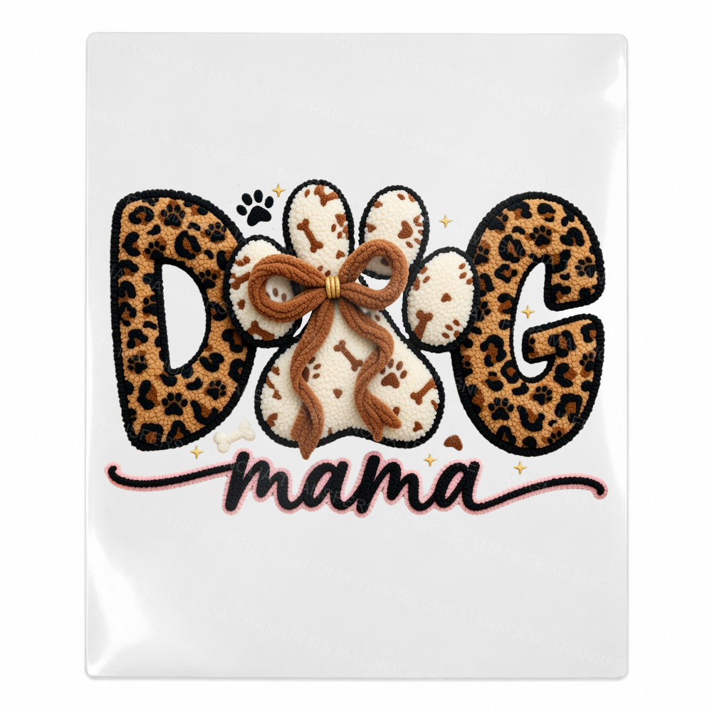 Dog Mama Leopard Bow Animals & Pets UV transfer for hard-surface products