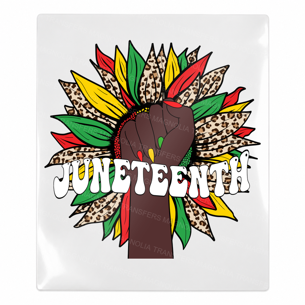Juneteenth Raised Fist Sunflower BLM Black Lives Matter UV transfer for hard-surface products