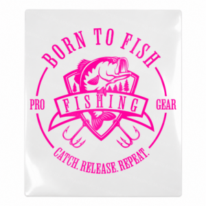 Born To Fish Pink Badge Camping & Nature UV transfer for hard-surface products
