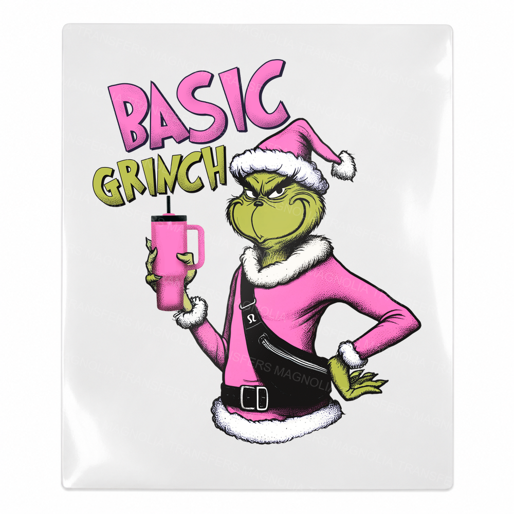Basic Grinch Pink Christmas UV transfer for hard-surface products