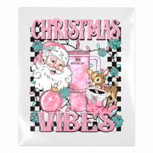 Christmas Vibes Pink Santa Christmas UV transfer for hard-surface products
