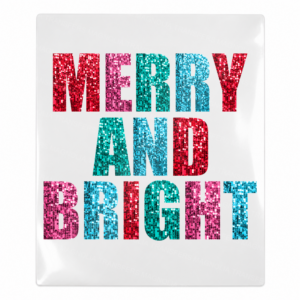 Merry and Bright Glitter Christmas UV transfer for hard-surface products