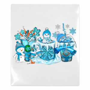 Blue Snowman Christmas Scene Christmas UV transfer for hard-surface products