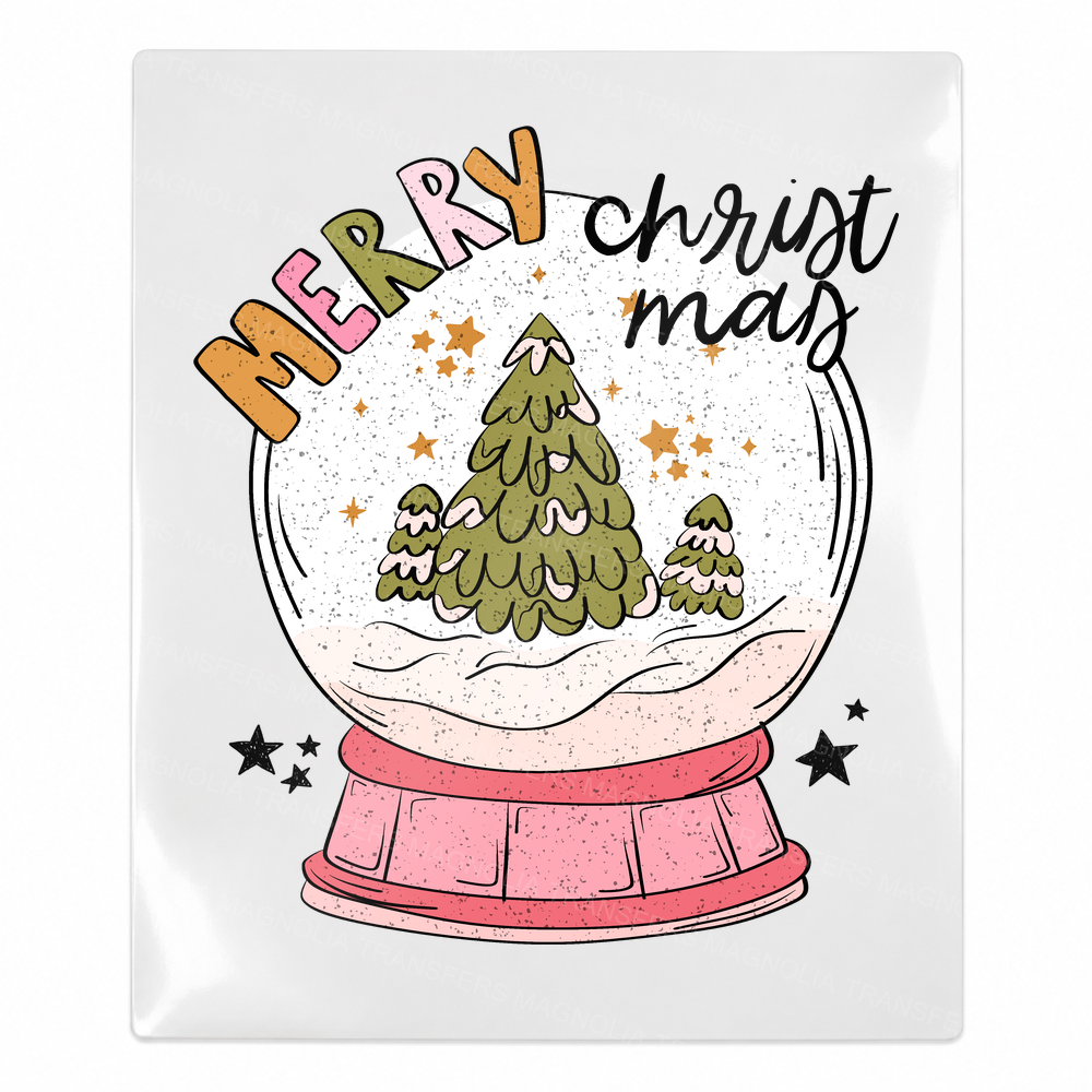 Merry Christ Mas Snow Globe Christmas UV transfer for hard-surface products