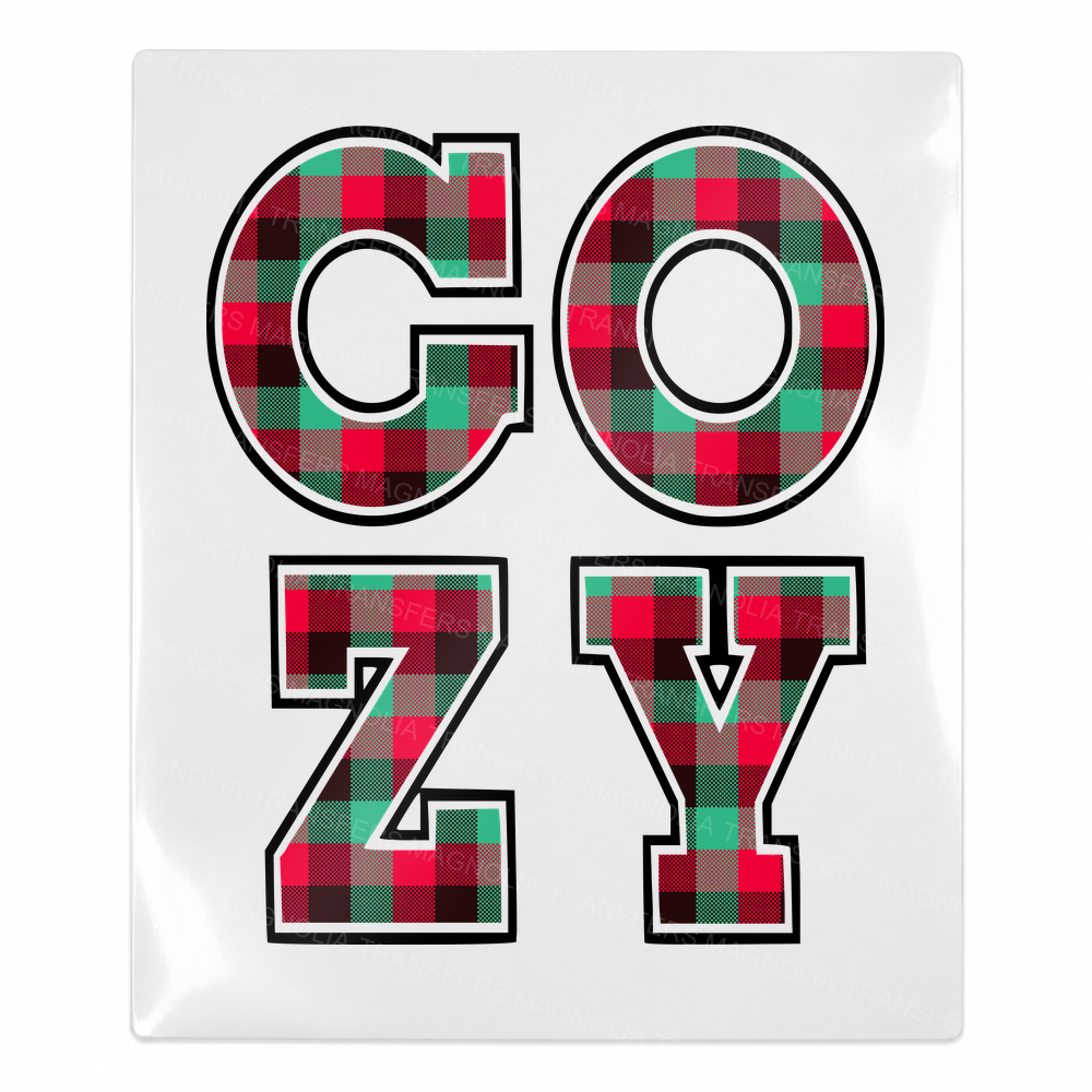 Cozy Plaid Letters Christmas UV transfer for hard-surface products
