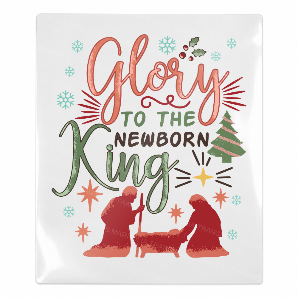 Glory to the Newborn King Christmas UV transfer for hard-surface products