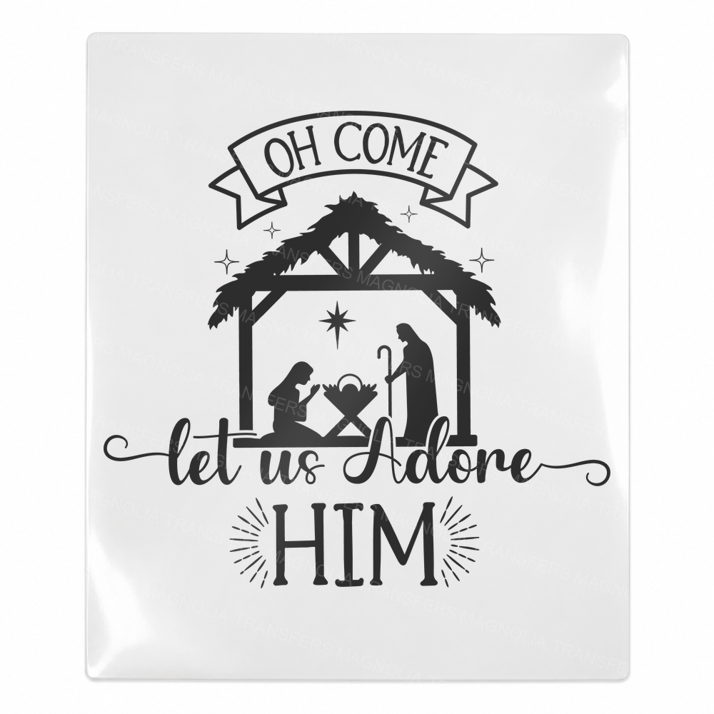 Oh Come Let Us Adore Him Christmas UV transfer for hard-surface products