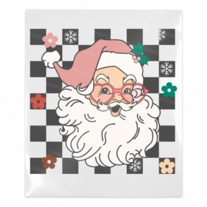 Santa Checkerboard Floral Christmas UV transfer for hard-surface products