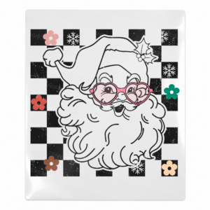 Santa Checkerboard Face Christmas UV transfer for hard-surface products