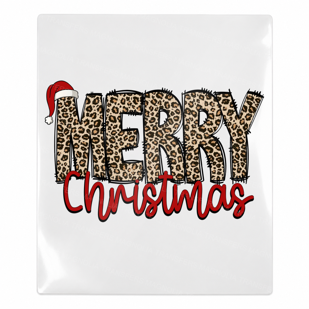 Merry Christmas Leopard Christmas UV transfer for hard-surface products