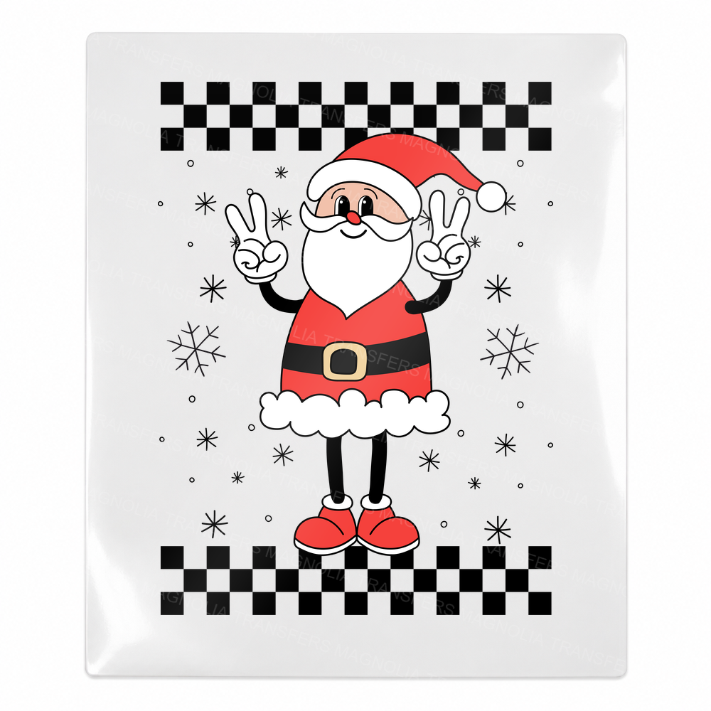 Santa Checkerboard Christmas UV transfer for hard-surface products
