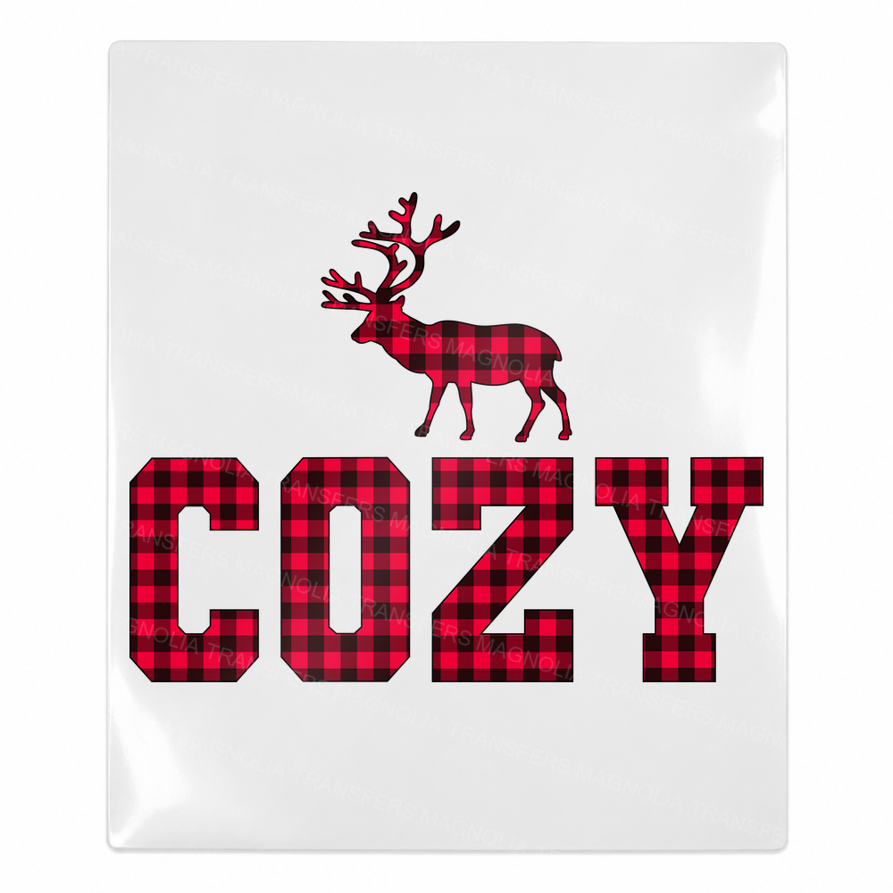 Cozy Plaid Reindeer Christmas UV transfer for hard-surface products