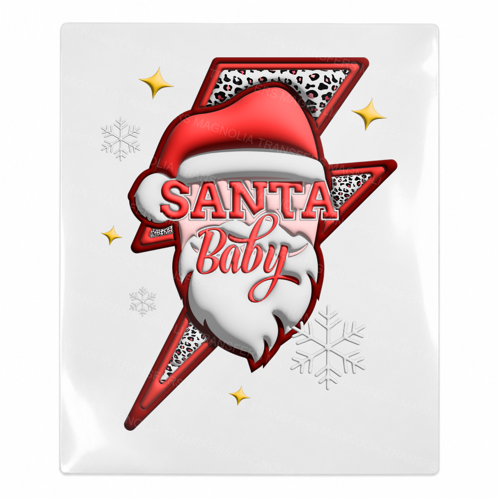 Santa Babe Lightning Bolt Christmas UV transfer for hard-surface products