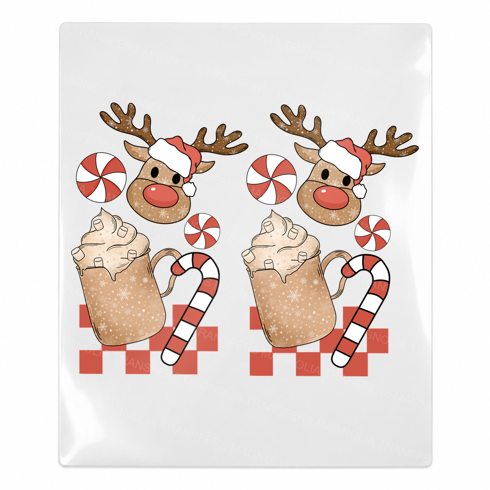 Reindeer Cocoa Pair Christmas UV transfer for hard-surface products