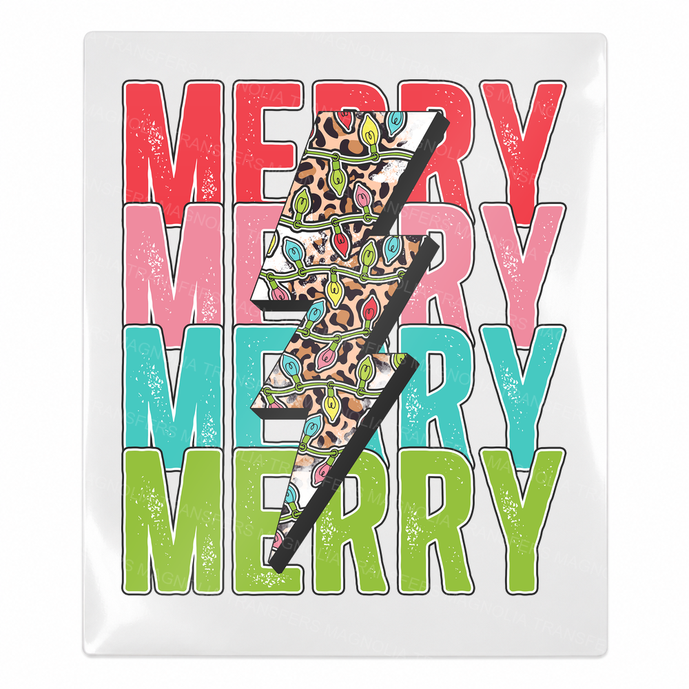 Merry Lightning Bolt Christmas UV transfer for hard-surface products