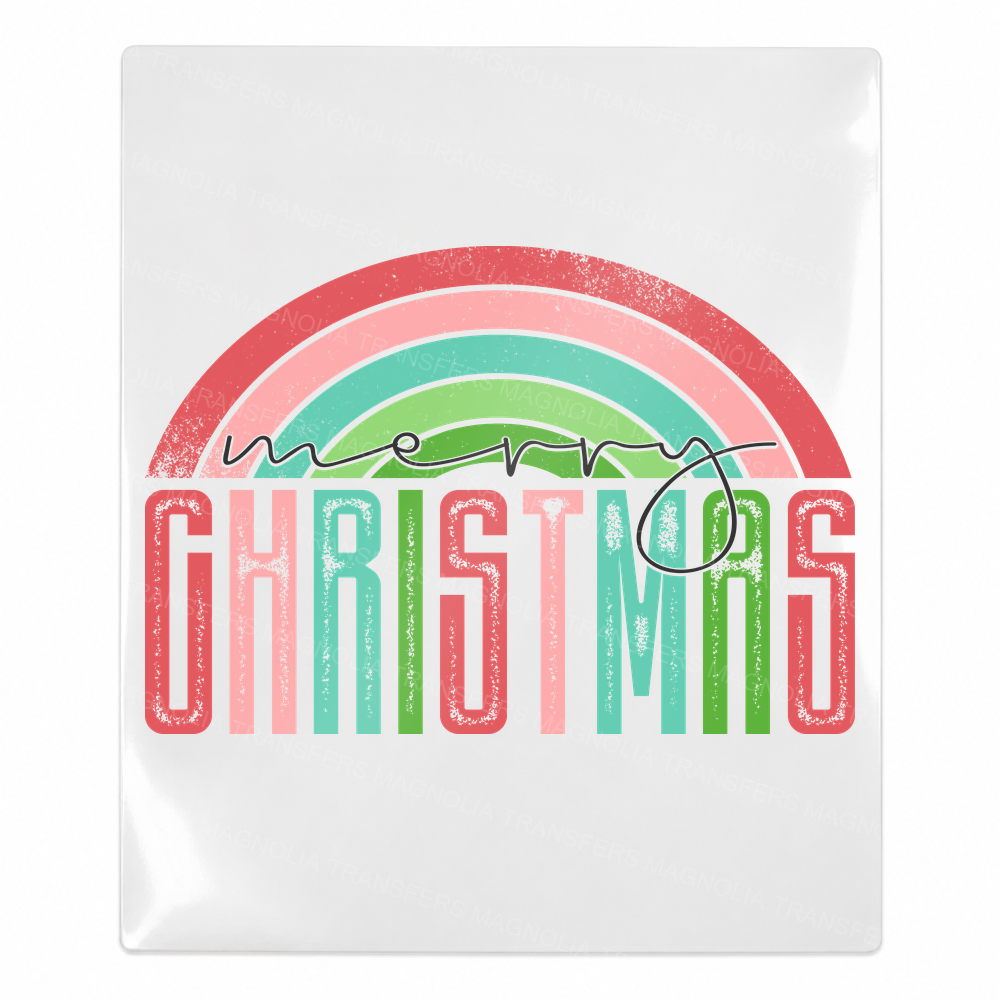 Merry Christmas Rainbow Christmas UV transfer for hard-surface products