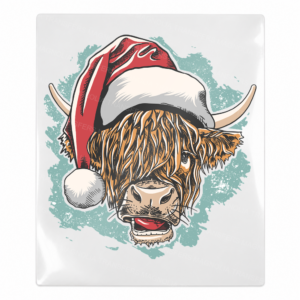 Santa Hat Highland Cow Christmas UV transfer for hard-surface products