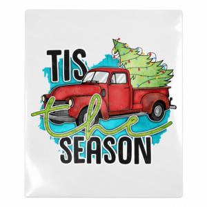 Tis The Season Red Truck Christmas UV transfer for hard-surface products