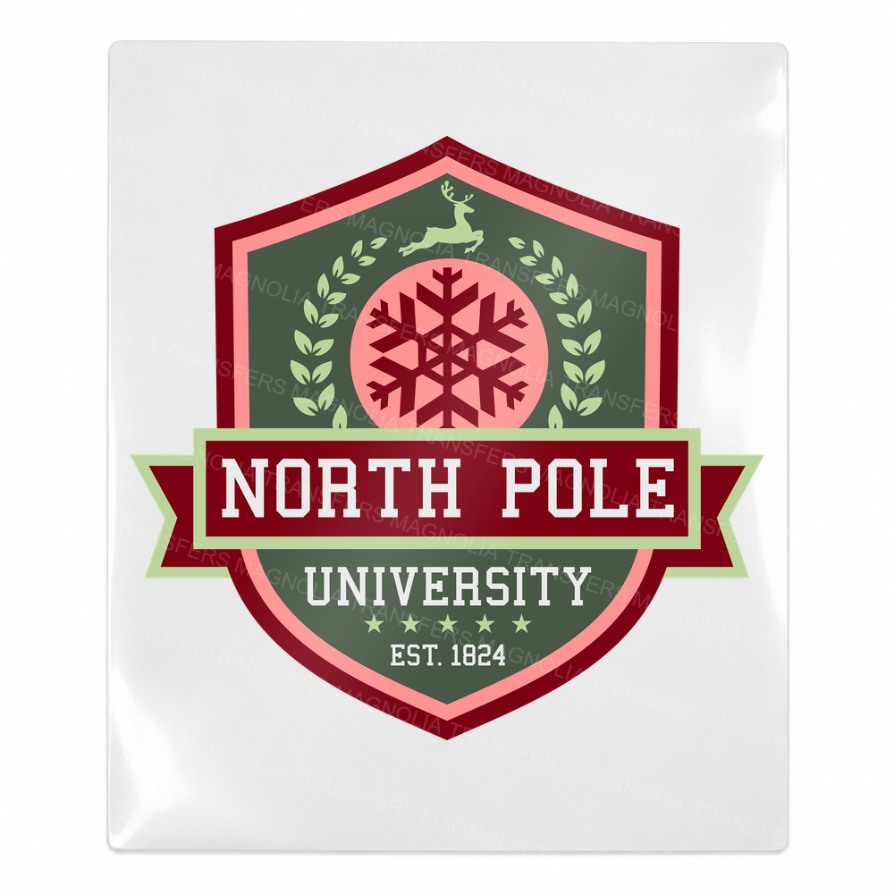 North Pole University Badge Christmas UV transfer for hard-surface products
