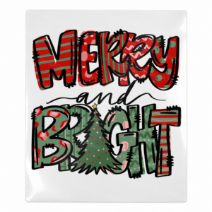 Merry And Bright Plaid Trees Christmas UV transfer for hard-surface products