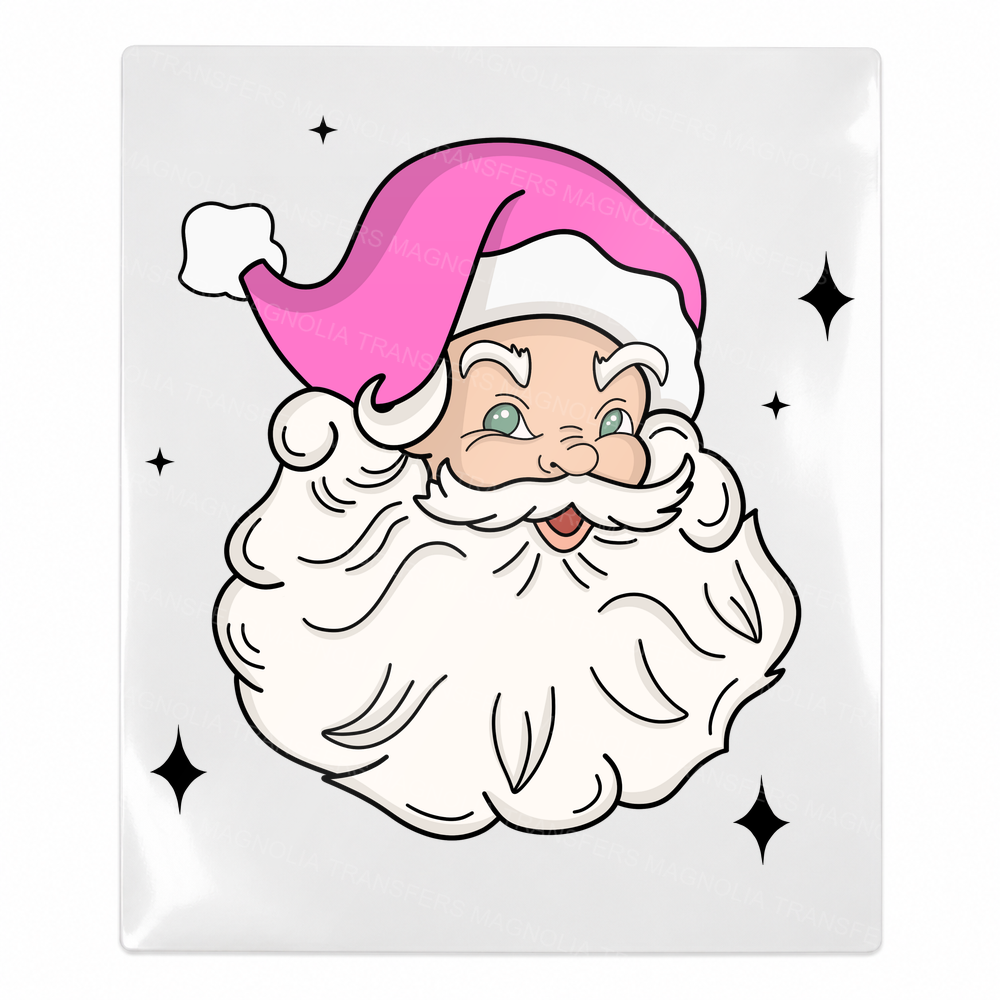 Pink Santa Face Christmas UV transfer for hard-surface products