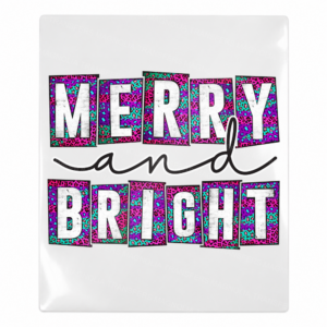 Merry And Bright Purple Plaid Christmas UV transfer for hard-surface products