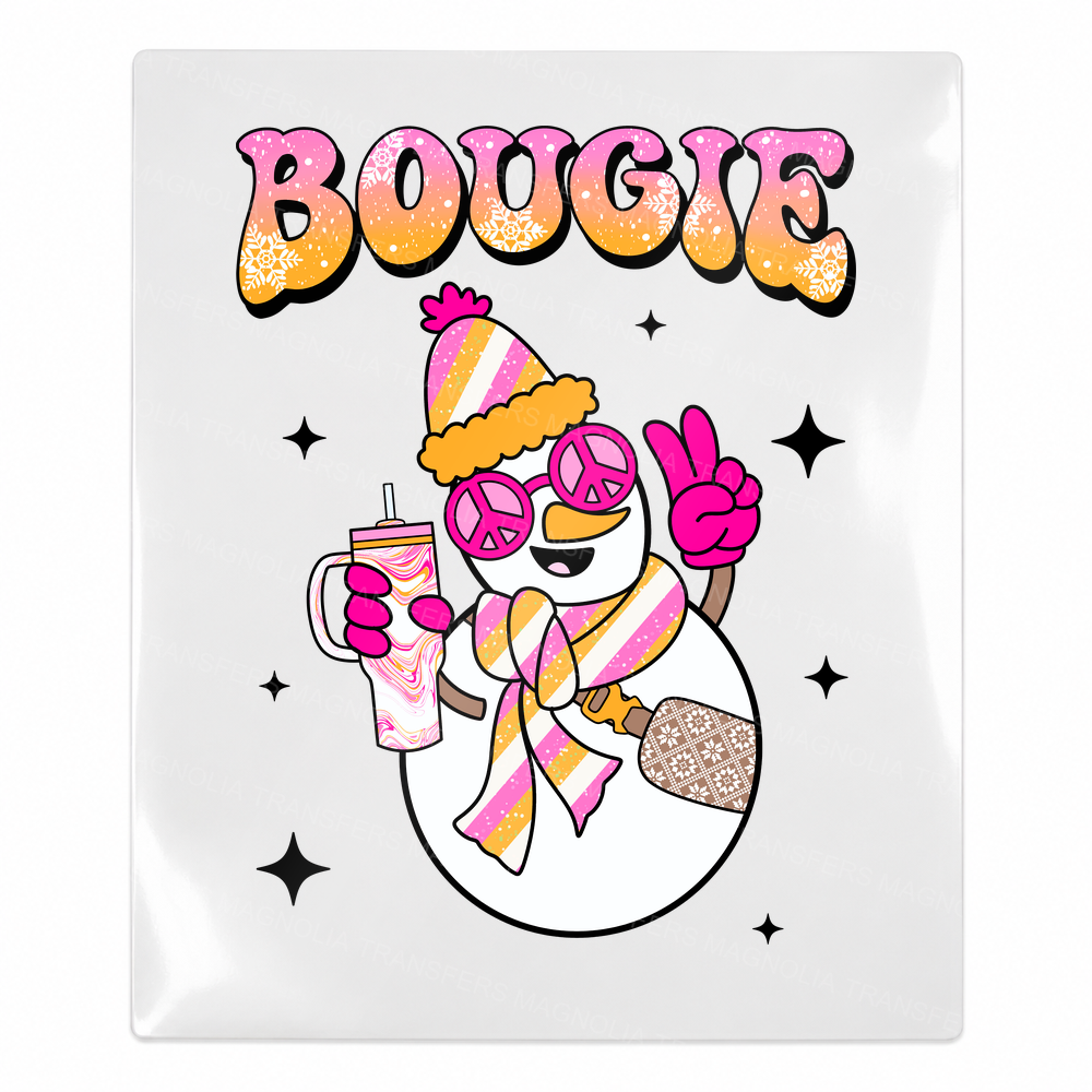 Boogie Snowman Christmas UV transfer for hard-surface products
