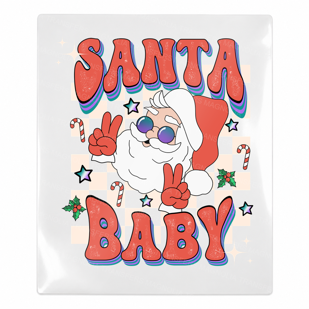 Santa Baby Retro Christmas UV transfer for hard-surface products