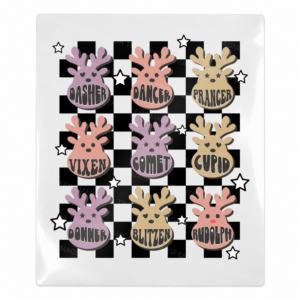 Reindeer Names Checkerboard Christmas UV transfer for hard-surface products