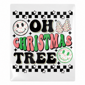 Ooh Christmas Tree Smiley Checkerboard Christmas UV transfer for hard-surface products