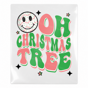 Oh Christmas Tree Retro Smiley Christmas UV transfer for hard-surface products