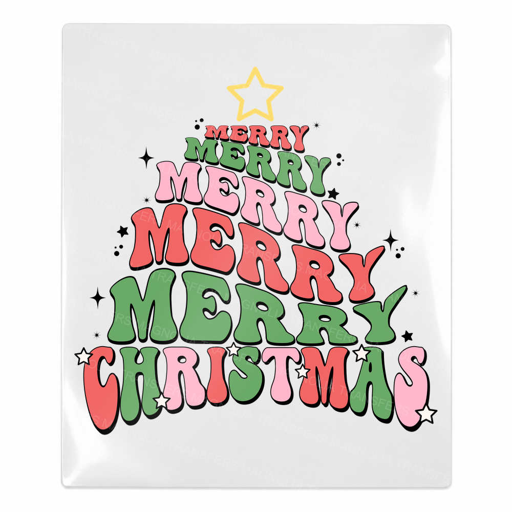 Merry Merry Merry Merry Christmas Tree Christmas UV transfer for hard-surface products