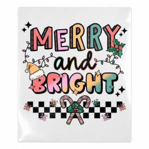 Merry And Bright Candy Cane Christmas UV transfer for hard-surface products