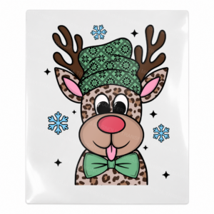 Green Plaid Reindeer Christmas UV transfer for hard-surface products