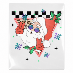 Retro Santa Peace Sign Christmas UV transfer for hard-surface products