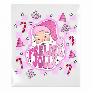 Feeling Jolly Pink Santa Christmas UV transfer for hard-surface products