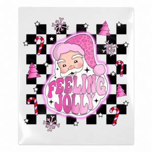 Feeling Jolly Checkerboard Santa Christmas UV transfer for hard-surface products