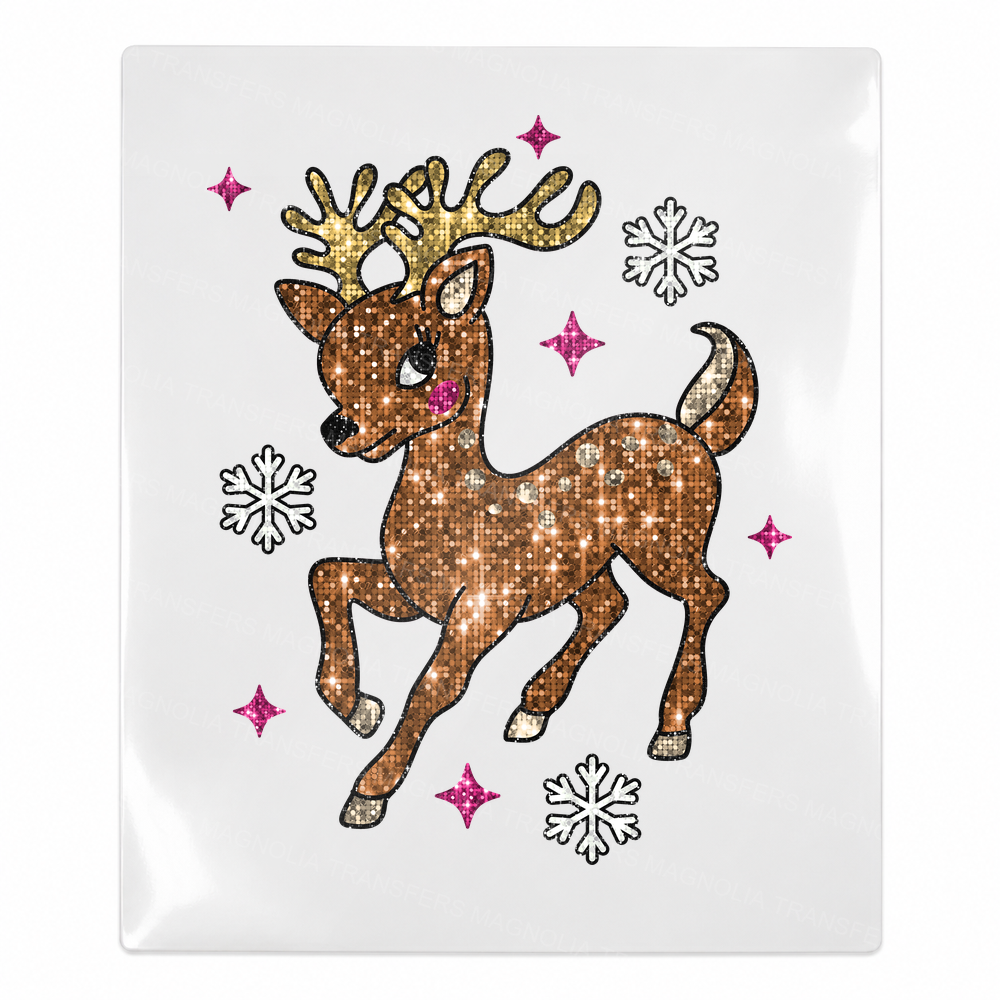 Glitter Reindeer Christmas UV transfer for hard-surface products