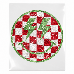 Checkered Smiley Lightning Christmas UV transfer for hard-surface products