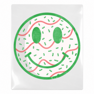 Green Sprinkle Smiley Face Christmas UV transfer for hard-surface products
