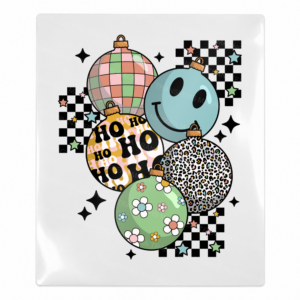 Checkerboard Smiley Ornaments Christmas UV transfer for hard-surface products